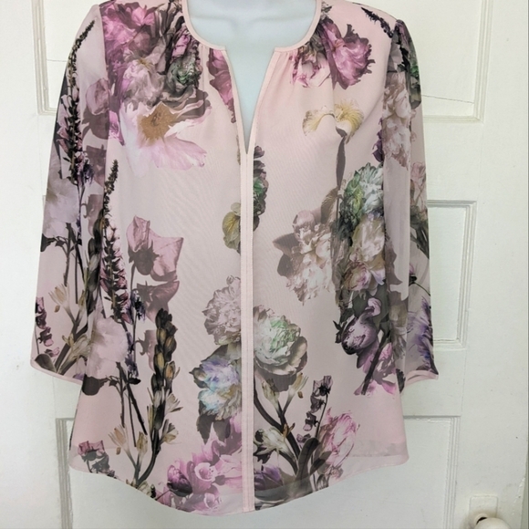 Ted BAKER BABY PINK KALIMA TORCHLIT FLORAL BLOUSE TOP SIZE 2 - Picture 14 of 17